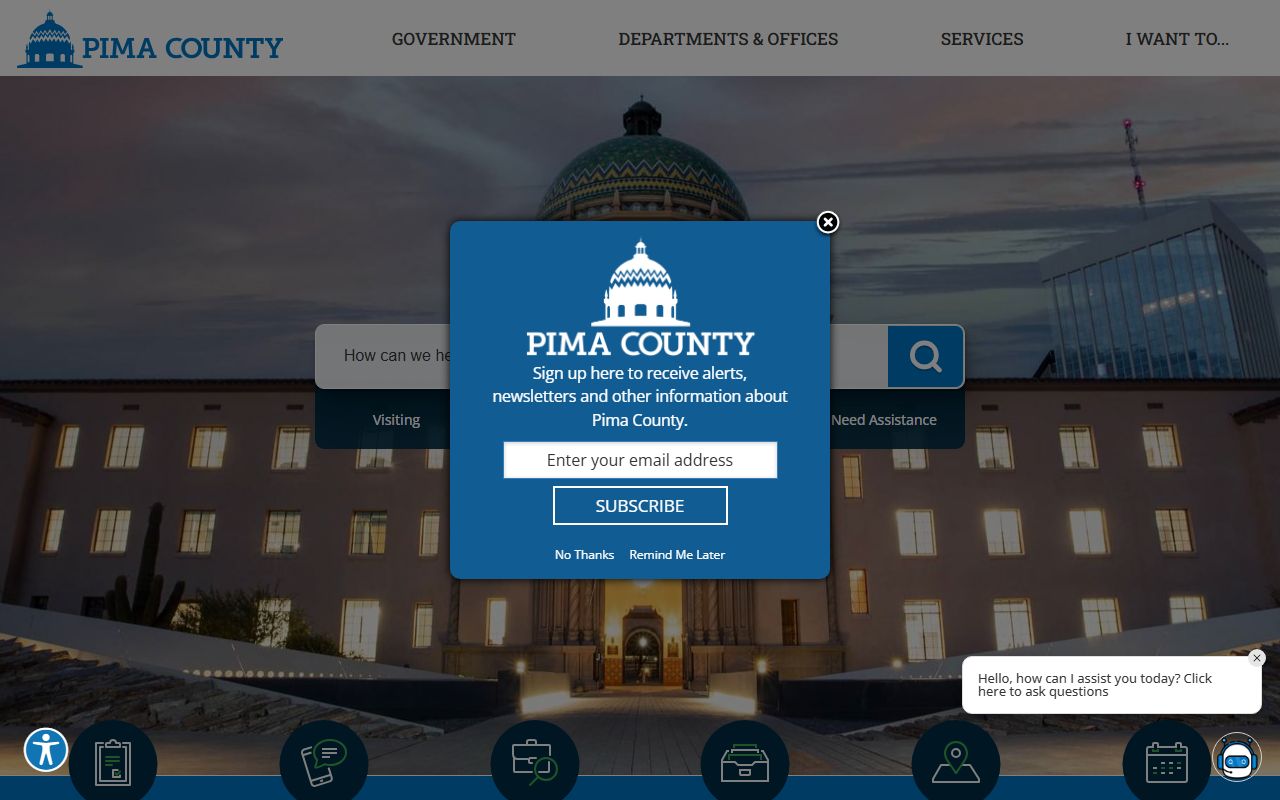Pima County official website for local government services related to bankruptcy records